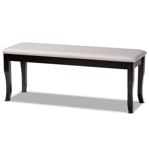 Baxton Studio Cornelie Grey Upholstered and Dark Brown Finished Wood Dining Bench 170-10918
